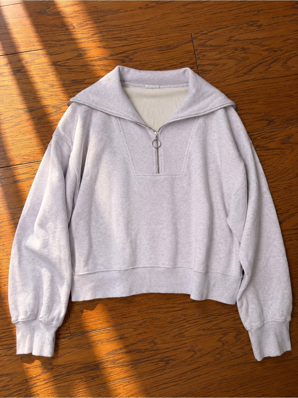 Ikks Lilac Truckneck Cropped Sweatshirt Sz L NWOT